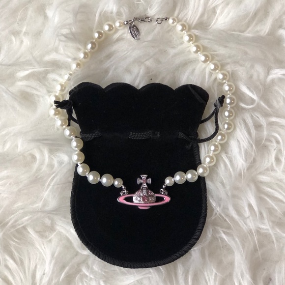 Vivienne Westwood Pink Saturn Pearl Choker - Picture 3 of 7